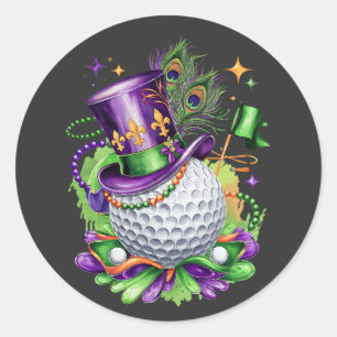 Pegatina Redonda Atractivo Mardi Gras Mezcla de Vestido de Golf