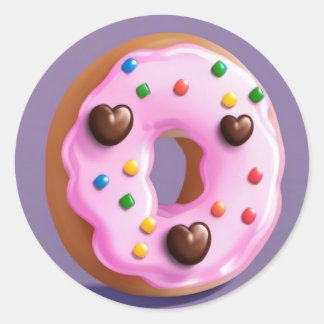 Pegatina Redonda Atrapado Doughnut