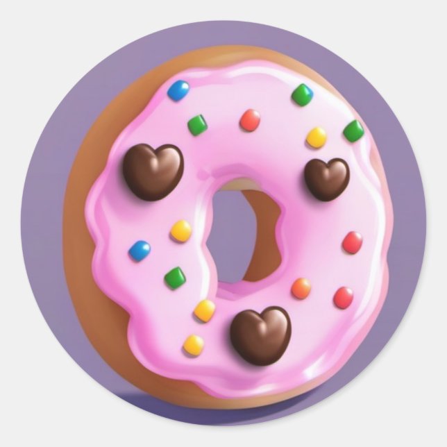 Pegatina Redonda Atrapado Doughnut (Anverso)