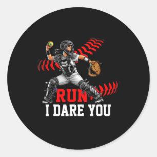 Pegatina Redonda Atrapador Suave Corre Te Desafío Diseño Para Chica
