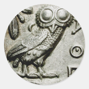 Pegatina Redonda Attica Tetradrachm Owlthena