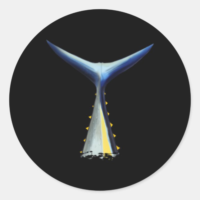 Pegatina Redonda Atún rojo de cola de atún para pesca en alta mar (Anverso)