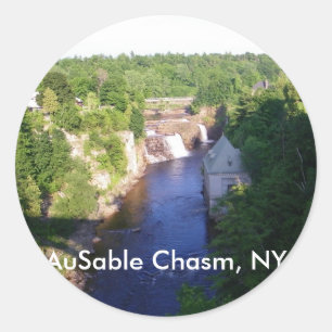 Pegatina Redonda Au Sable Chasm, NY