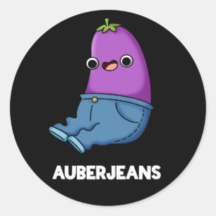 Pegatina Redonda Auberjeans Funny Eggplant Pun Dark BG