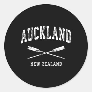 Pegatina Redonda Auckland New Zealand Nautical Crosch Oars