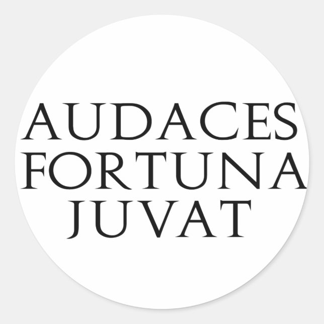 Pegatina Redonda Audaces Fortuna Juvat (Anverso)