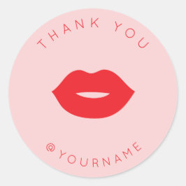 Pegatina Redonda Audaces Labios Rojos Minimalistas Gracias Vendedor