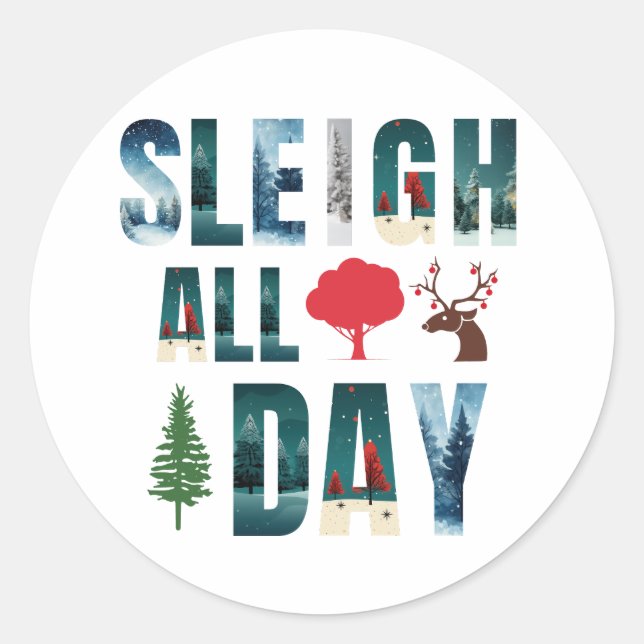 Pegatina Redonda Audaces Mascarillas Letras Escenas De Invierno 'Sl (Anverso)