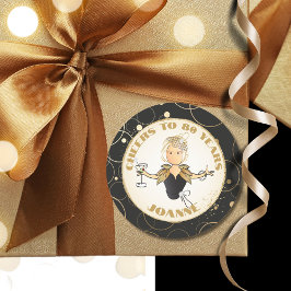 Pegatina Redonda Audaces saludos a 80 por su oro negro 80 cumpleaño