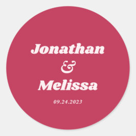 Pegatina Redonda Audaz Boda retro brillante Viva Magenta rosa calie