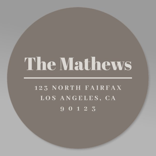 Pegatina Redonda Audaz Dirección De Retorno Moderno Oscuro Y Beige  (Subido por el creador)