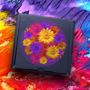 Pegatina Redonda Audaz Girly Hippie Flores Guay Fun Girly Ochenta