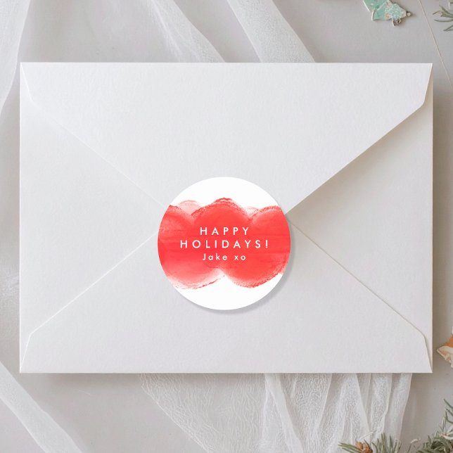 Pegatina Redonda audaz modernidad retro rojo diversión Felices vaca (Subido por el creador)