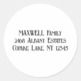 Pegatina Redonda Audaz nombre elegante de tipografía negra