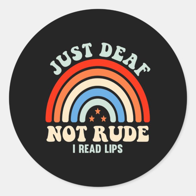 Pegatina Redonda Audiencia Impedida Lenguaje sordo de Rótulo ASL só (Anverso)