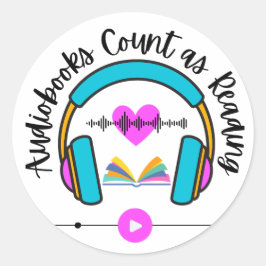 Pegatina Redonda Audiobooks Count as Reading