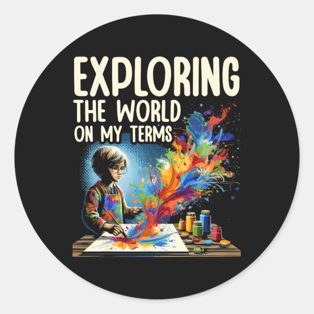 Pegatina Redonda Audismo Audéntico Adhd Espectro Autista Neurodiver (Anverso)