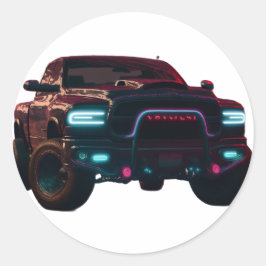 Pegatina Redonda Aufkleber Dodge TRX Neon Truck