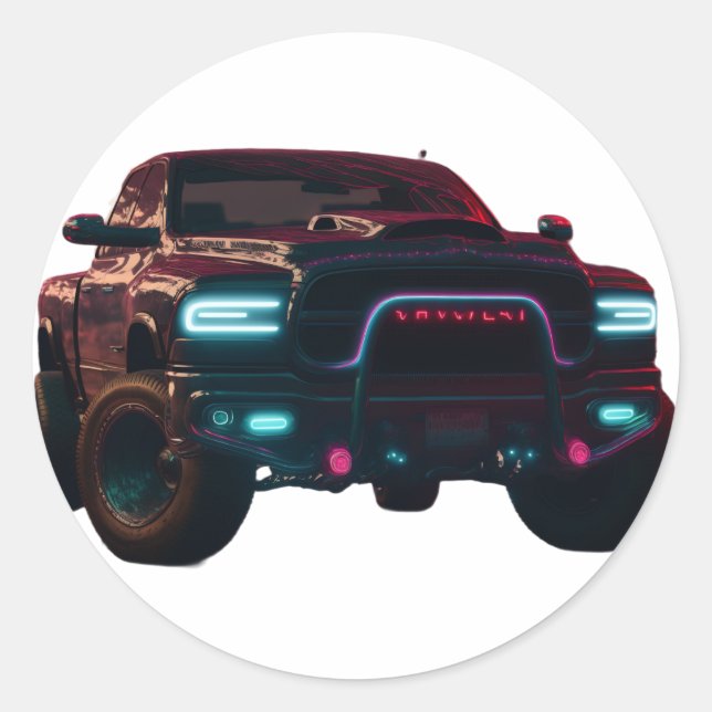 Pegatina Redonda Aufkleber Dodge TRX Neon Truck (Anverso)