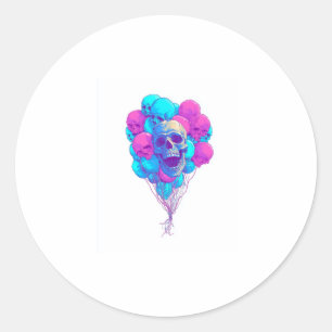 Pegatina Redonda Auge y hueso � gracioso cráneo flotante