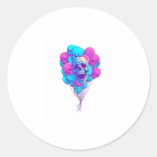Pegatina Redonda Auge y hueso � gracioso cráneo flotante (Anverso)