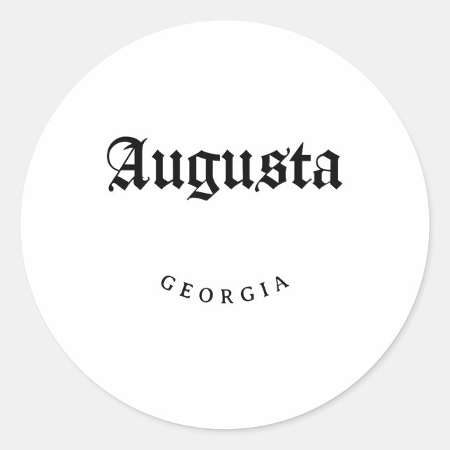 Pegatina Redonda Augusta Georgia Black Font