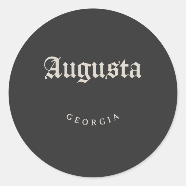 Pegatina Redonda Augusta Georgia White Font (Anverso)