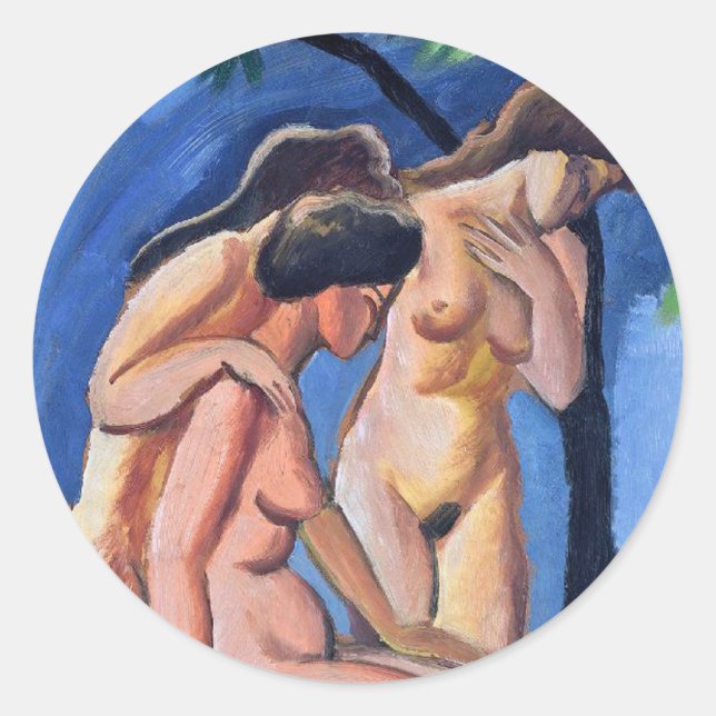 Pegatina Redonda Auguste Macke tres actos (Anverso)