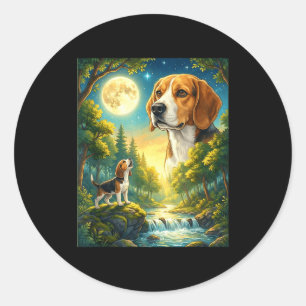 Pegatina Redonda Aullando a la luna meme animal perro beagle
