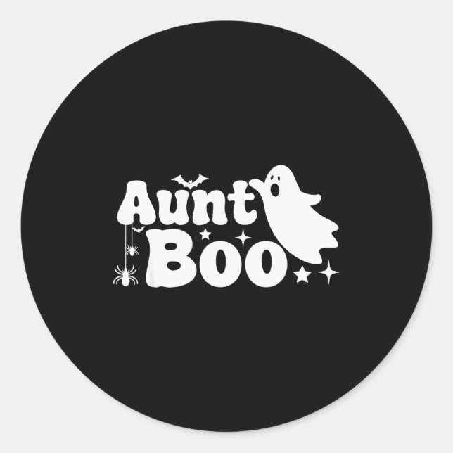 Pegatina Redonda Aunt Boo Funny Ghost Halloween Family Matching  (Anverso)