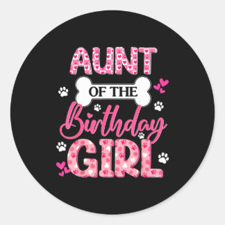 Pegatina Redonda Aunt Of The Birthday Girl Dogs Paw Theme Family Ma