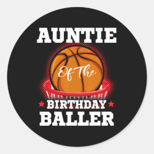 Pegatina Redonda Auntie Bysketbyll Birthday Boy Family Byller B-day