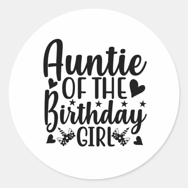 Pegatina Redonda Auntie of the birthday girl (Anverso)