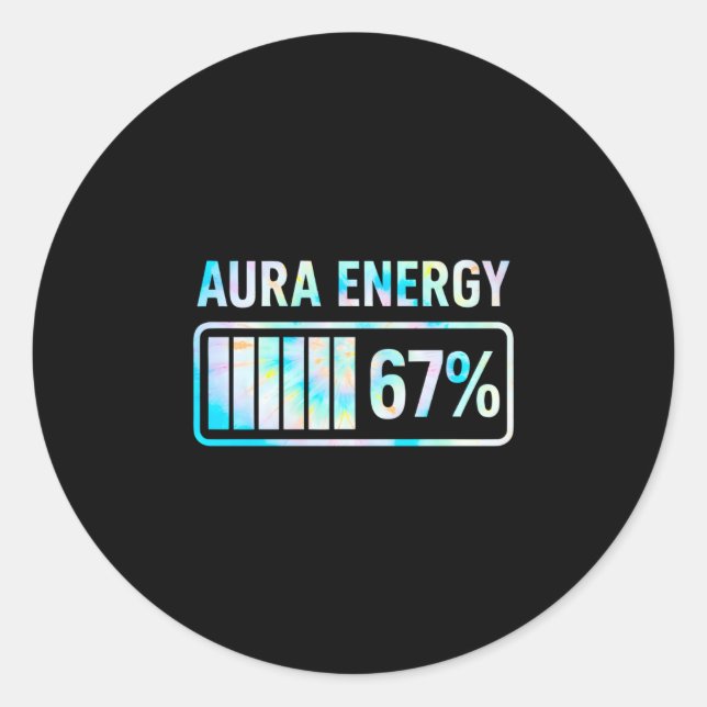 Pegatina Redonda Aura Energy 67 67 Seis Siete Memes (Anverso)