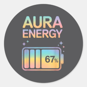Pegatina Redonda Aura Energy 67 por ciento de batería