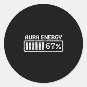 Pegatina Redonda Aura Energy Six Seven 67 Meme