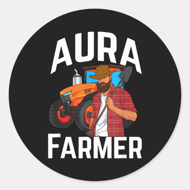Pegatina Redonda Aura Farmer Funny Meme  (Anverso)