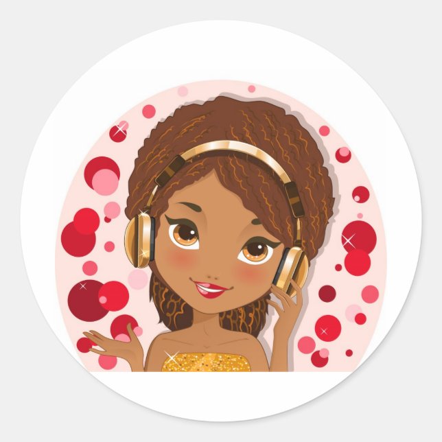 Pegatina Redonda auriculares (Anverso)