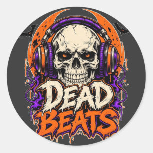 Pegatina Redonda Auriculares de Cráneo Dead Beats