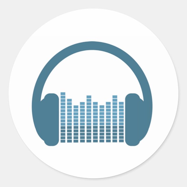 Pegatina Redonda Auriculares de DJ, logotipo de DJ (Anverso)