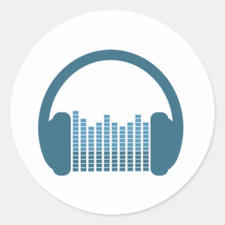 Pegatina Redonda Auriculares de DJ, logotipo de DJ