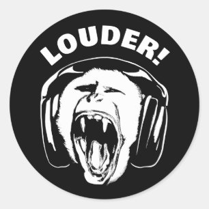 Pegatina Redonda Auriculares Monkey Loud Music Lover