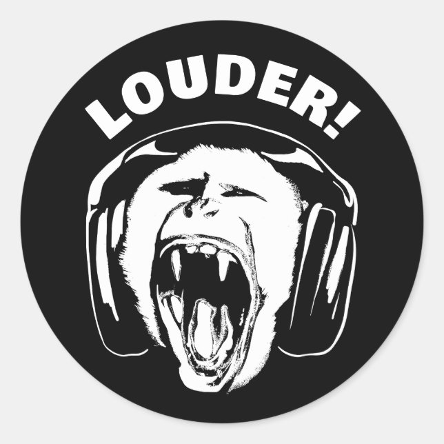 Pegatina Redonda Auriculares Monkey Loud Music Lover (Anverso)