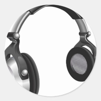 Pegatina Redonda Auriculares para DJ de gran tamaño