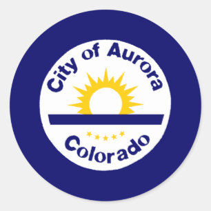 Pegatina Redonda Aurora, Colorado