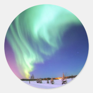 Pegatina Redonda Aurora en el lago Bear.