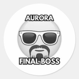 Pegatina Redonda Aurora Final Boss Cool Emoji Sticker