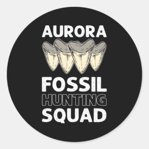 Pegatina Redonda Aurora Fossil Squad Megalodon Tooth