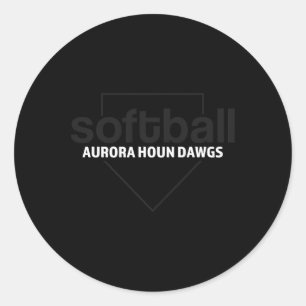 Pegatina Redonda Aurora Houn Dawgs Softll Plato de Home