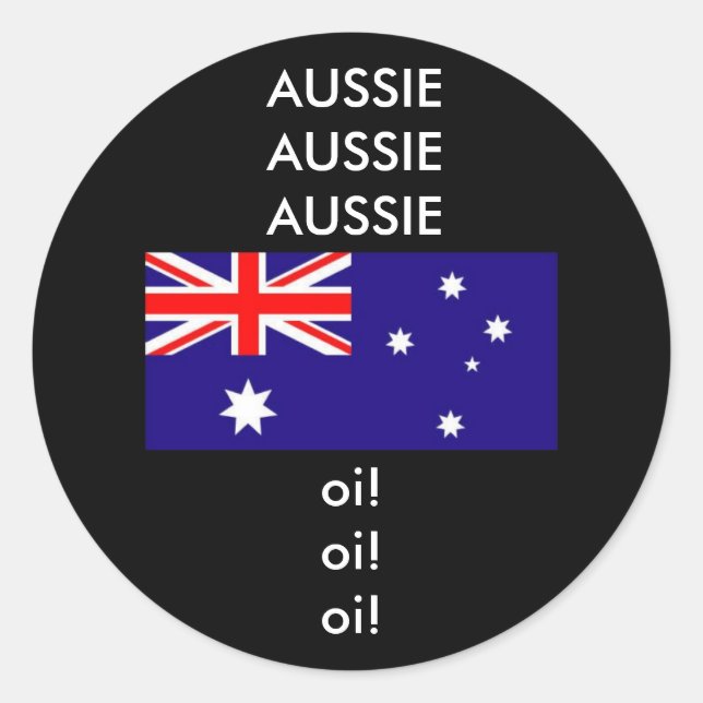 Pegatina Redonda Aussie Aussie Sport Chant (Anverso)